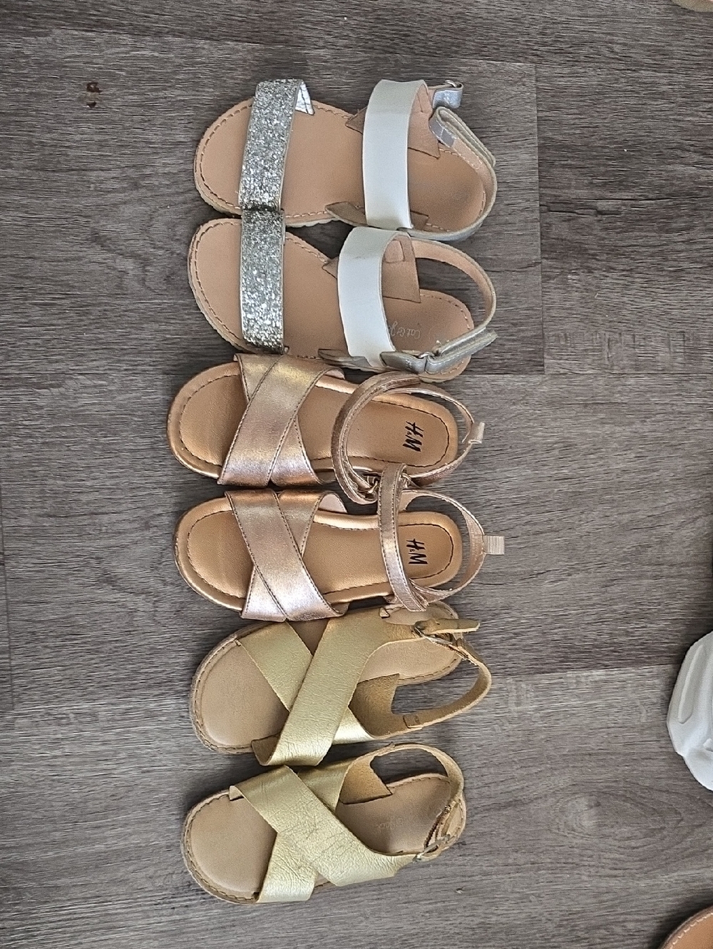 H&M Kids Metallic Gold, Rose Gold, Silver and White Sandal Set